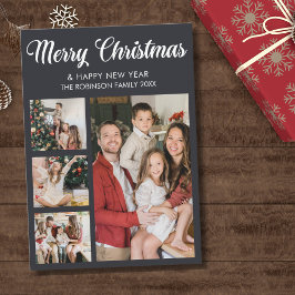 Convite Modern Christmas family photo collage