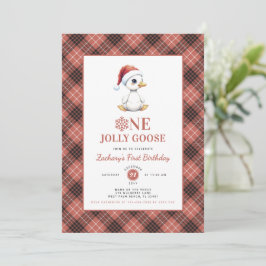 Convite Modern Christmas First Birthday One Jolly Goose