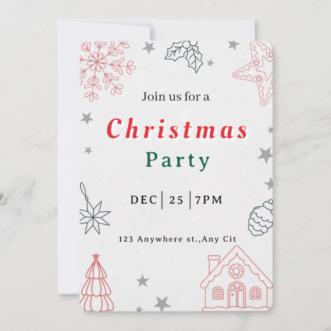 Convite Modern Christmas Party Invitation (Frente)
