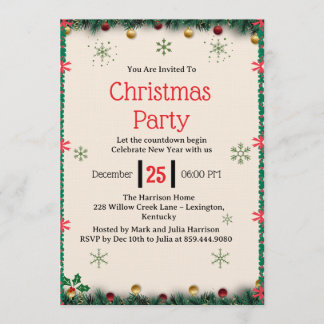 Convite Modern Christmas Party Invitation Template