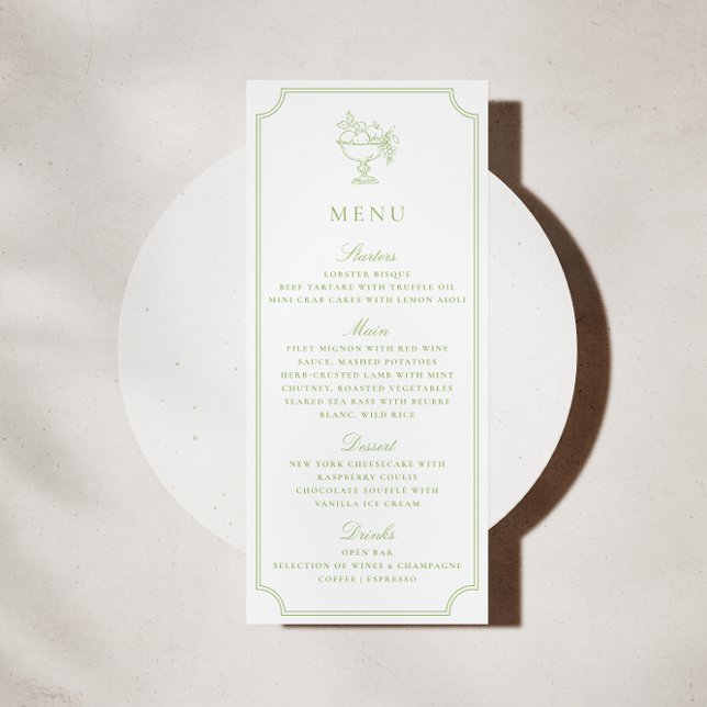Convite Modern Citrus Green Double Frame Wedding Menu (Criador carregado)