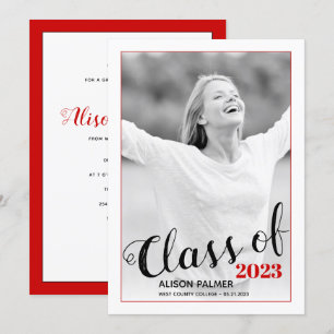 Convite Modern Class, de 2020, foto de borda vermelha de s