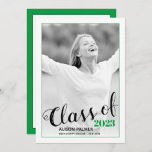 Modern Class of 2023 script green border