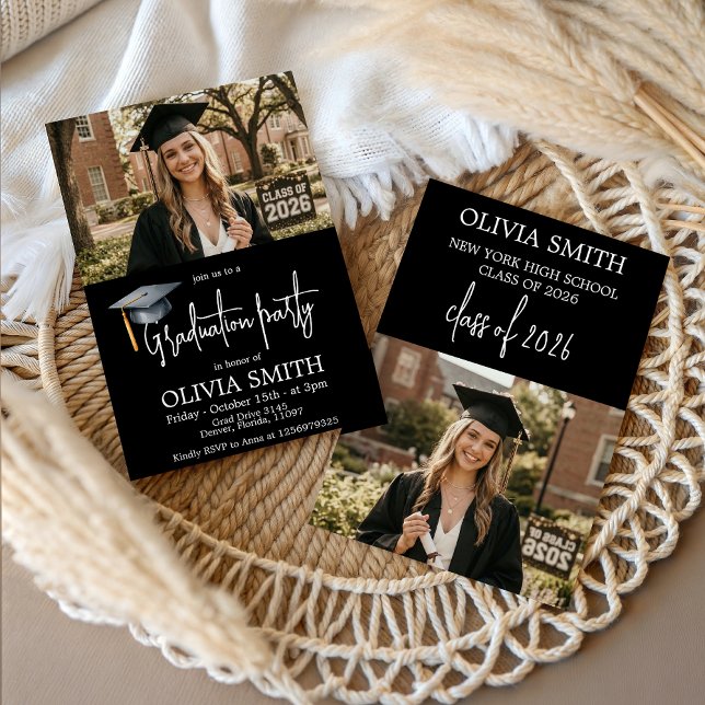 Convite Modern Class of 2026 Photo Graduation Invite (Criador carregado)