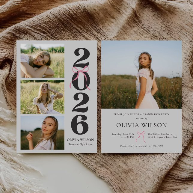 Convite Modern Class of 2026 Photo Graduation Party (Criador carregado)