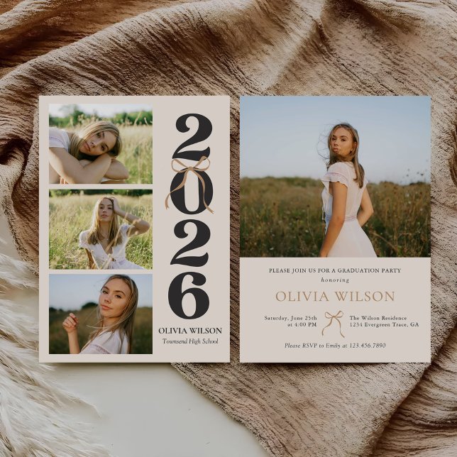 Convite Modern Class of 2026 Photo Graduation Party (Criador carregado)