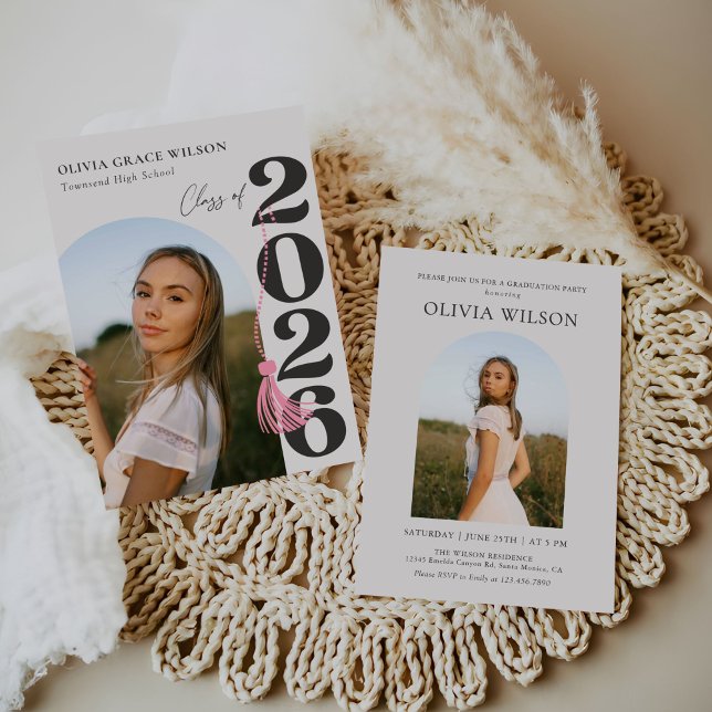 Convite Modern Class of 2026 Photo Graduation Party (Criador carregado)