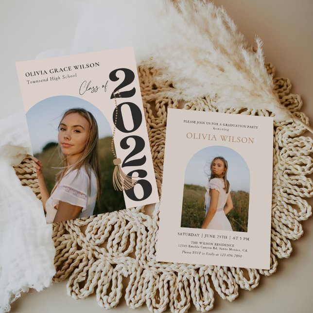 Convite Modern Class of 2026 Photo Graduation Party (Criador carregado)