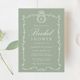 Convite Modern Classic Frame Bridal Shower Sage Green