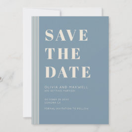 Convite Modern Classic Save The Date Blue Striped Wedding 