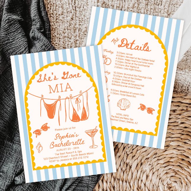 Convite Modern Coastal Bachelorette Party Itinerary (Criador carregado)