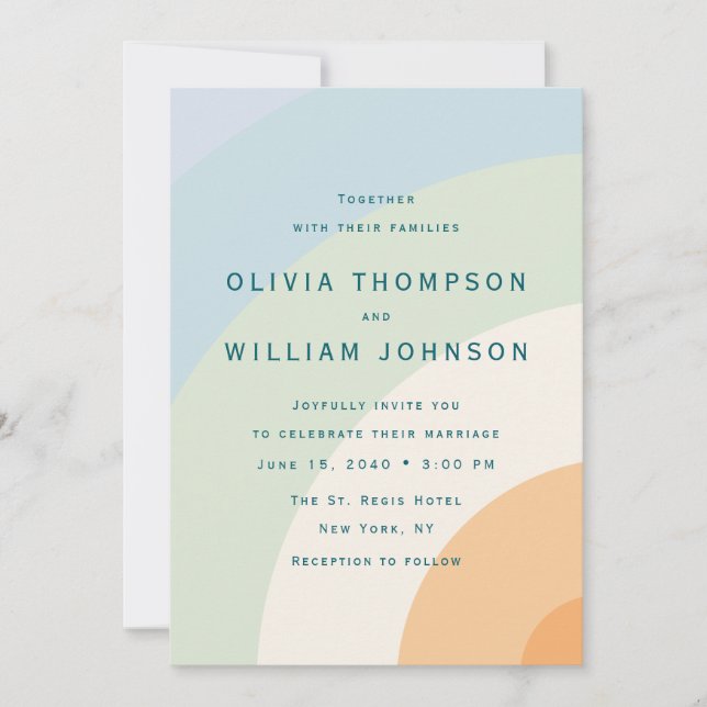 Convite Modern Color Block Wedding Invitation (Frente)