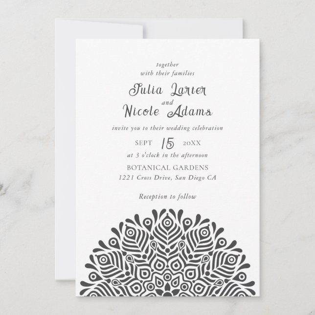 Convite Modern Colorful Boho Ethnic Floral Mandala Wedding (Frente)