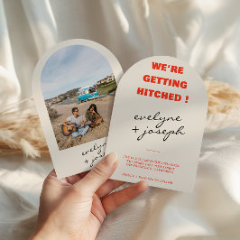 Convite Modern Colorful Retro Fun Funky Arched Wedding