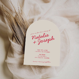 Convite Modern Colorful Retro Fun Whimsical Arch Wedding