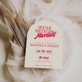 Convite Modern Colorful Retro Funky Unique Arched Wedding