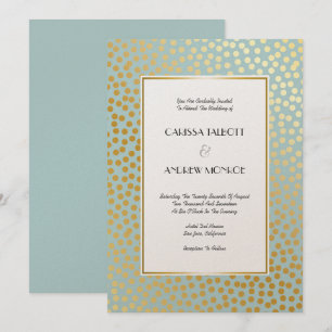 Convite Modern Confetti Bolinhas Mint e Dourado