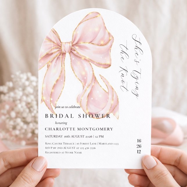 Convite Modern Coquette Pink Bow Bridal Shower (Criador carregado)