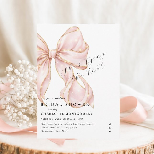 Convite Modern Coquette Pink Bow Bridal Shower (Criador carregado)