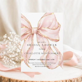 Convite Modern Coquette Pink Bow Bridal Shower
