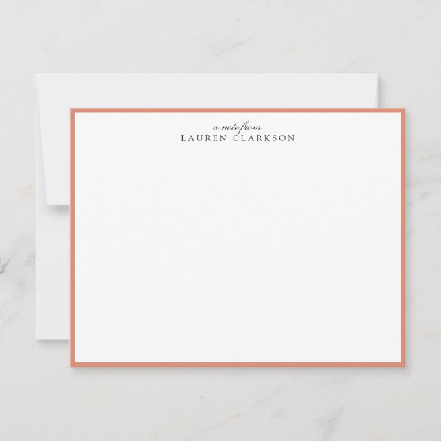 Convite Modern Coral Frame Personalized Note Card (Frente)
