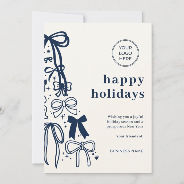 Convite Modern Corporate Blue Christmas Holiday Card (Frente)