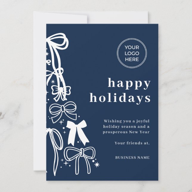 Convite Modern Corporate Blue Christmas Holiday Card (Frente)