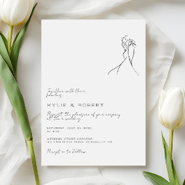 Convite Modern Couple Drawing Romantic Wedding