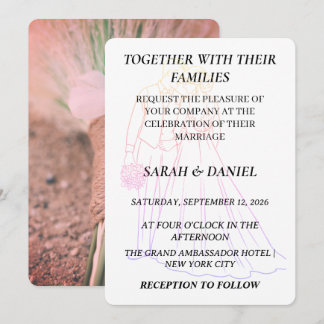 Convite Modern Couple Line Art Wedding Invitation | Rustic