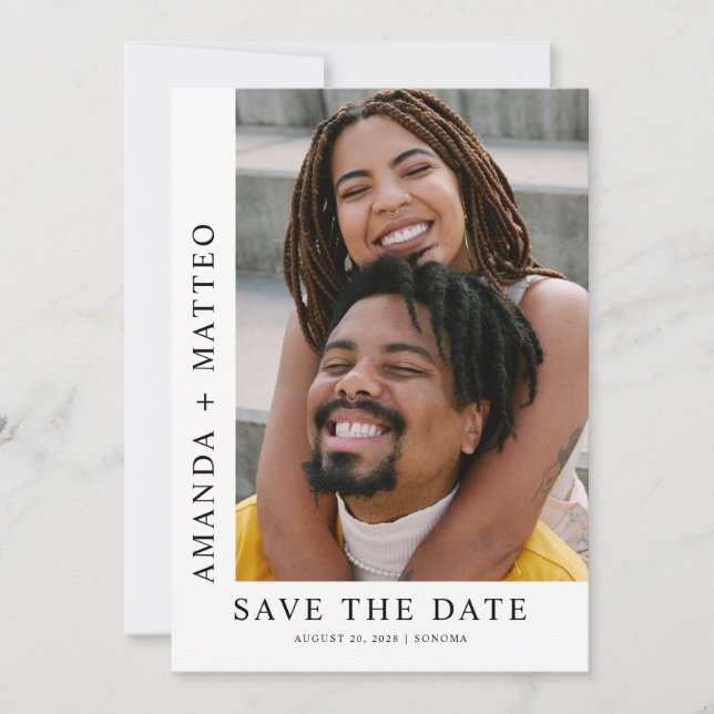 Convite Modern Couple Photo Save the date (Frente)