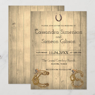 Convite Modern Cowboy, Dia de Casamento Russo da Madeira