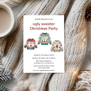 Convite Modern Cozy Ugly Sweater Festa de Natal