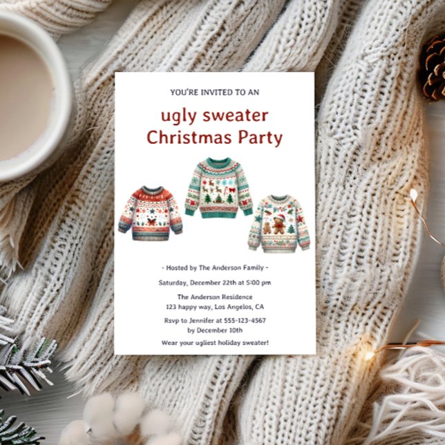 Convite Modern Cozy Ugly Sweater Festa de Natal (Criador carregado)
