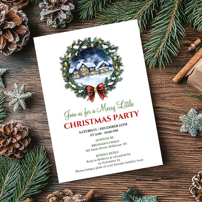 Convite Modern Cozy Winter Scene Editable Christmas Invite (Modern Cozy Winter Scene Editable Christmas Invite)