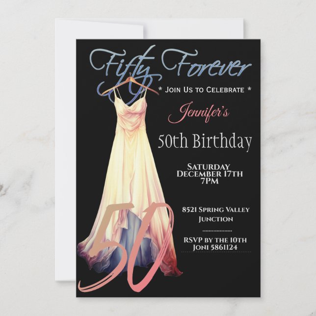 Convite Modern Cream Black Digital Art 50º (Frente)