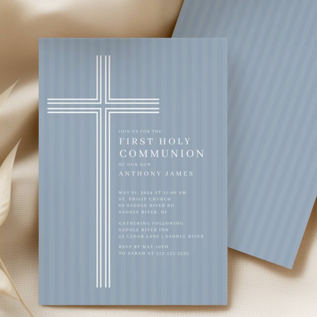 Convite Modern Cross Holy Communion Invitation (Criador carregado)