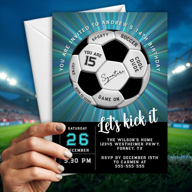 Convite Modern Custom Soccer Ball  Birthday Fully Editable (Criador carregado)