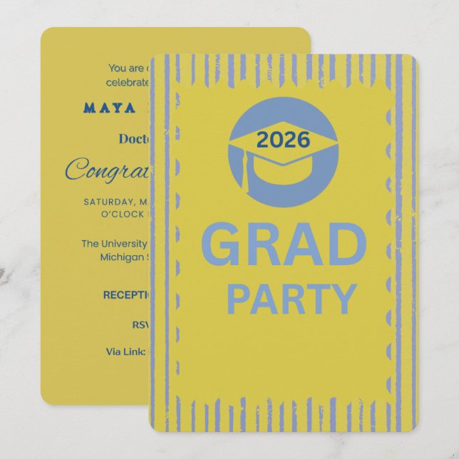 Convite Modern Customizable Graduation Party Invitation Ca (Frente/Verso)