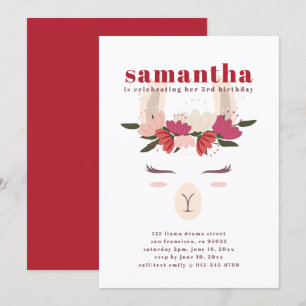 Convite Modern Cute Llama Birthday