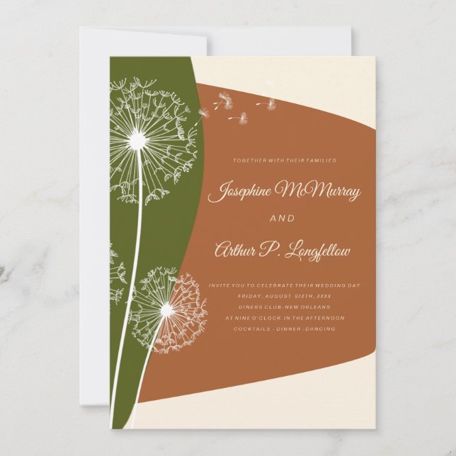 Convite Modern Dandelion Wedding (Frente)