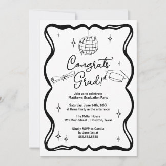 Convite Modern doodle Congrats grad! Graduation Invitation