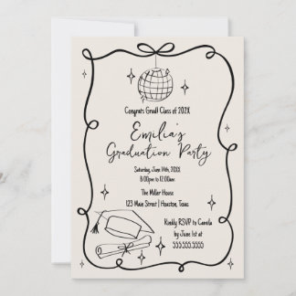 Convite Modern doodle Graduation Invitation