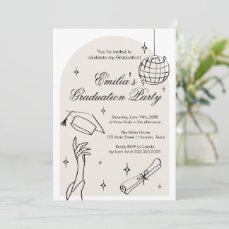 Convite Modern doodle Graduation Invitation