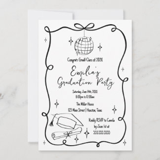 Convite Modern doodle Graduation Invitation