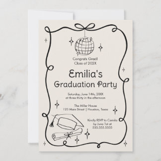 Convite Modern doodle Graduation Invitation