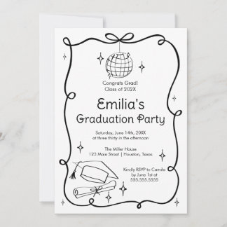 Convite Modern doodle Graduation Invitation