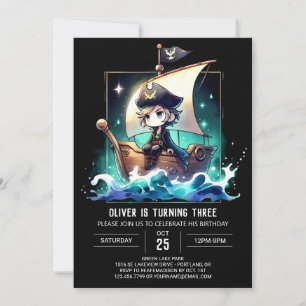 Convite Modern Dreamy Pirate Birthday