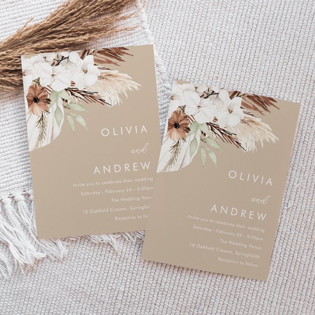 Convite Modern Earthy Beige Boho Wedding (Criador carregado)