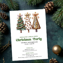 Convite Modern earthy Christmas tree leopard design invite