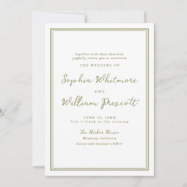 Convite Modern Earthy Olive Green Wedding Invitation